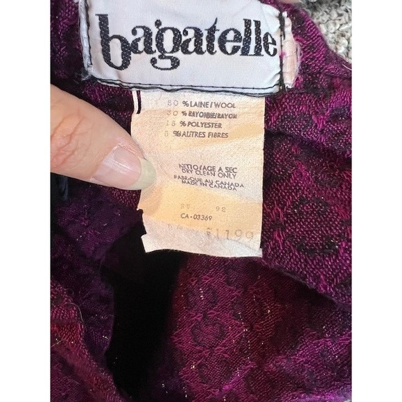 Women's Vintage Bagatelle Maroon Pencil Skirt Size 4 - Picture 3 of 6